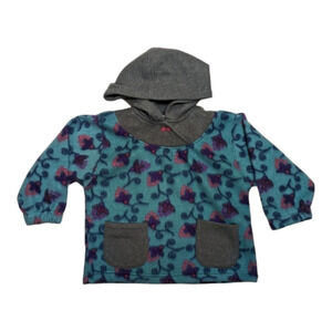 Vintage Young Amerella Teal Size 5 Girls Patagonia Style Fleece  Hoodie Sweater